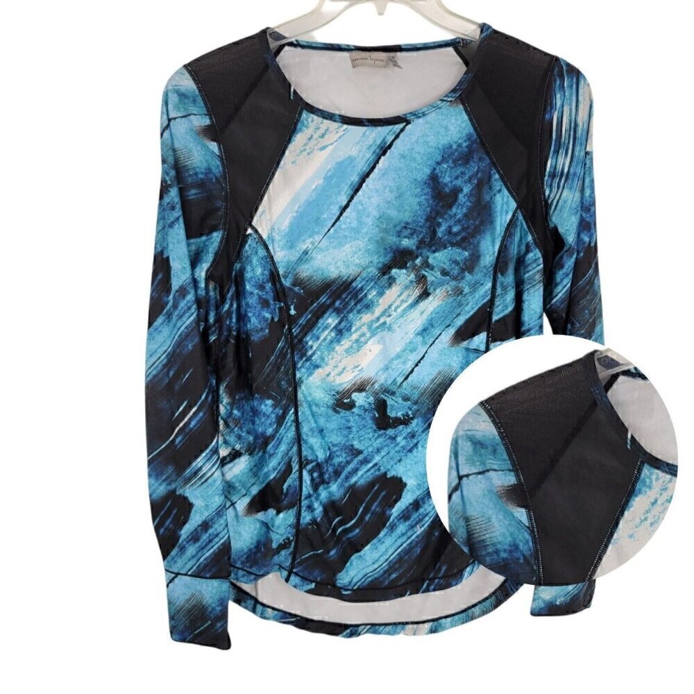 Nanette Lepore activewear top mesh shoulder thumb holes Large gorpcore athletic